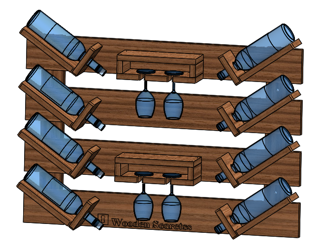 Handcrafted Dark Oak Wooden Wine Rack | 6-Bottle Rustic Storage Shelf for Home Bar