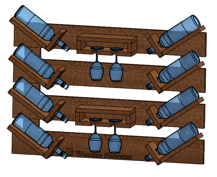 Handcrafted Dark Oak Wooden Wine Rack | 6-Bottle Rustic Storage Shelf for Home Bar