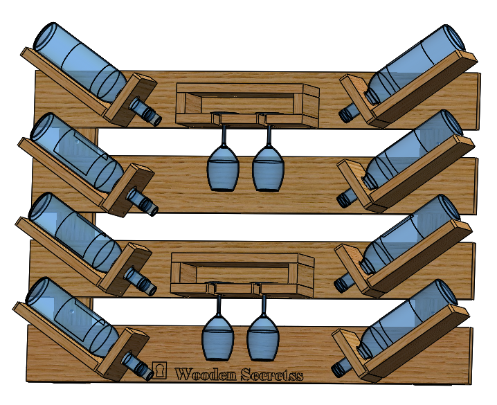 Handcrafted Dark Oak Wooden Wine Rack | 6-Bottle Rustic Storage Shelf for Home Bar