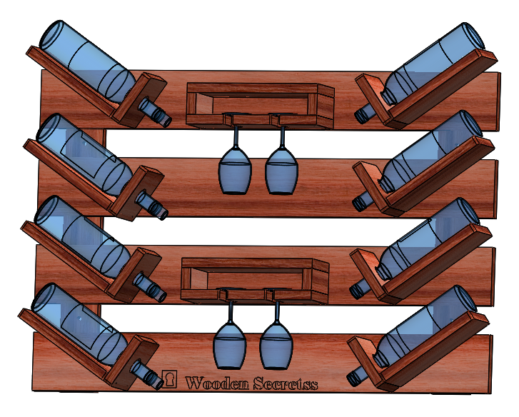 Handcrafted Dark Oak Wooden Wine Rack | 6-Bottle Rustic Storage Shelf for Home Bar