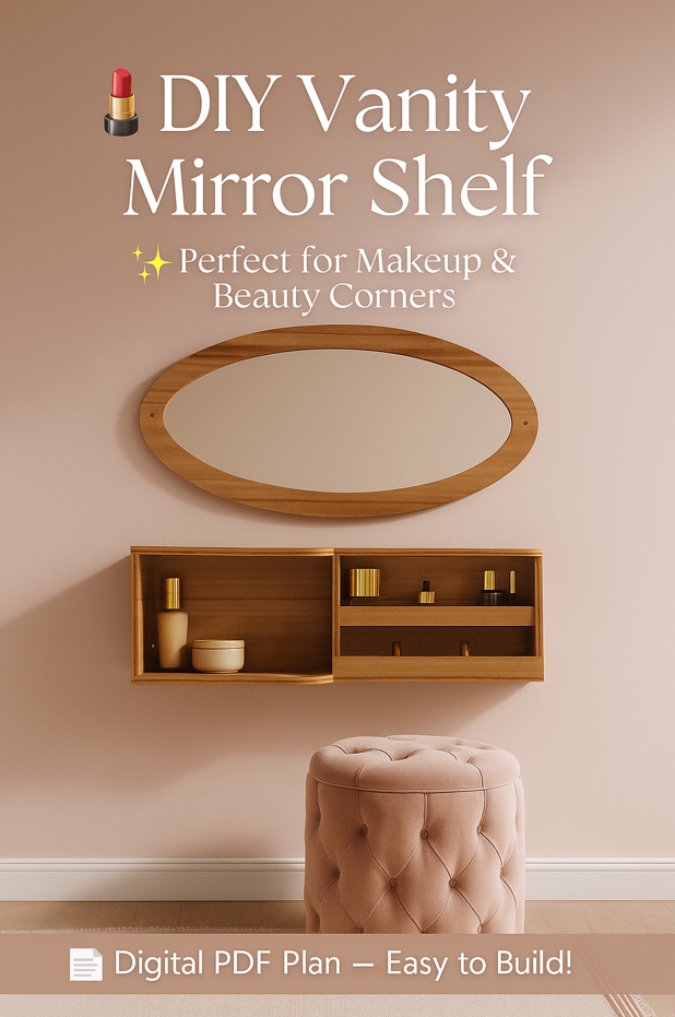 DIY Wooden Jewelry Organizer Plan (Step-by-Step PDF Tutorial) – Handmade Vanity Mirror Shelf Design