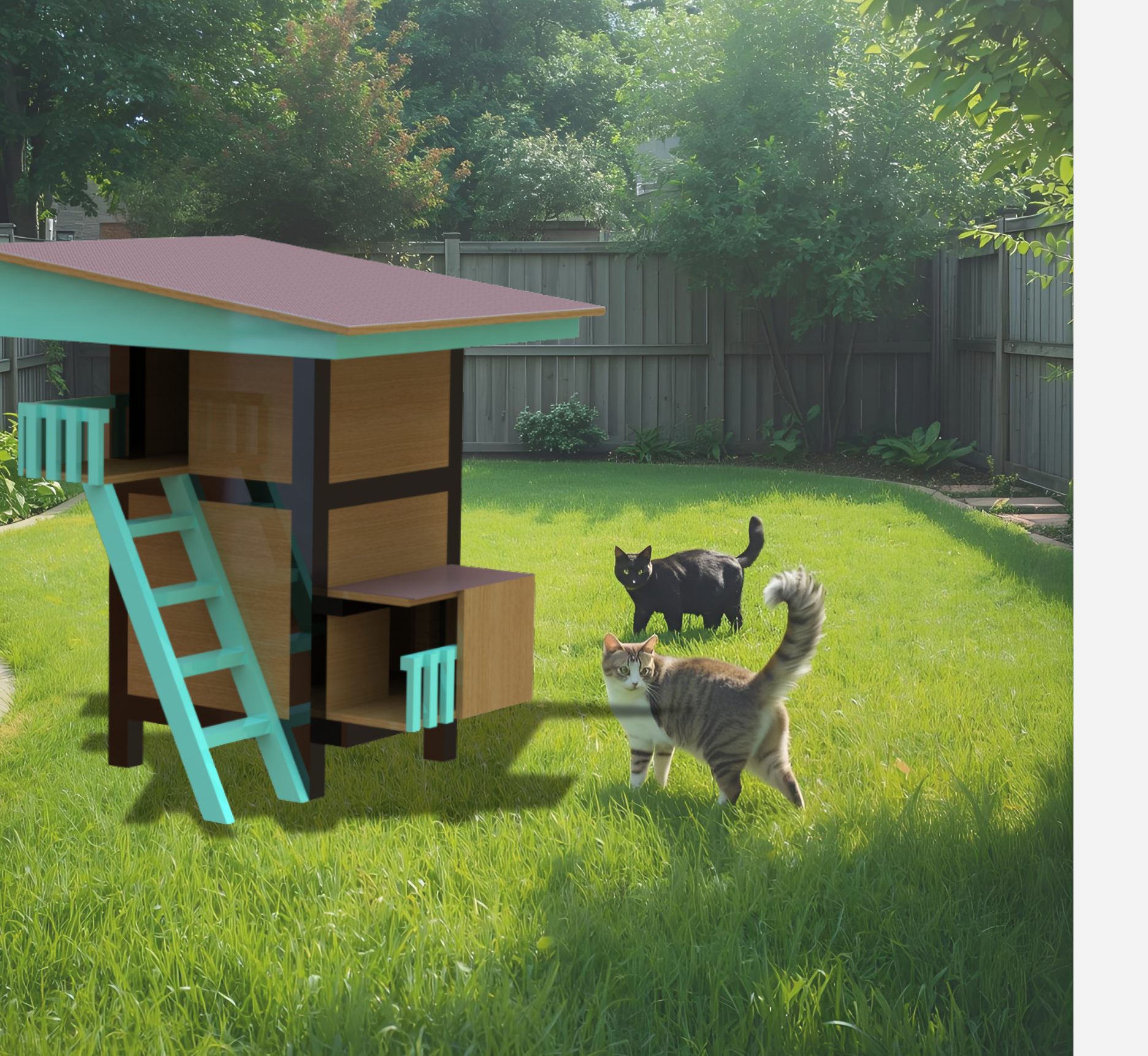 DIY Wooden Cat House Kit | Outdoor Two-Story Shelter for Cats