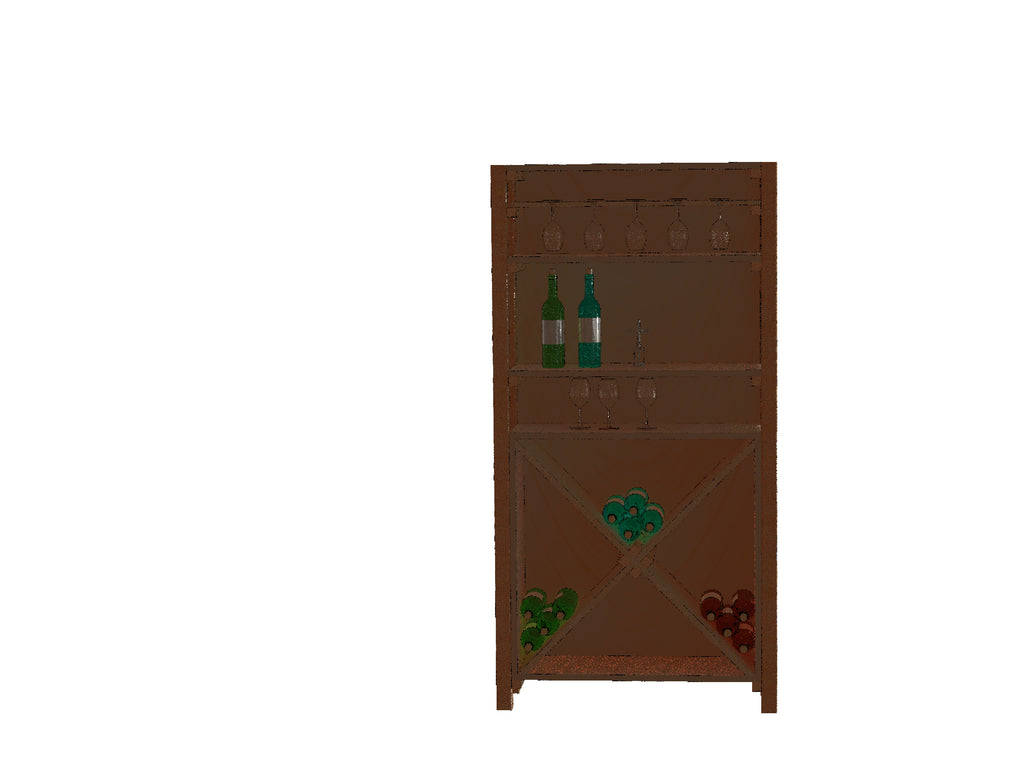 DT3 Wooden Wine Rack | Handcrafted 12-Bottle Floor Storage Shelf with Oak Finish