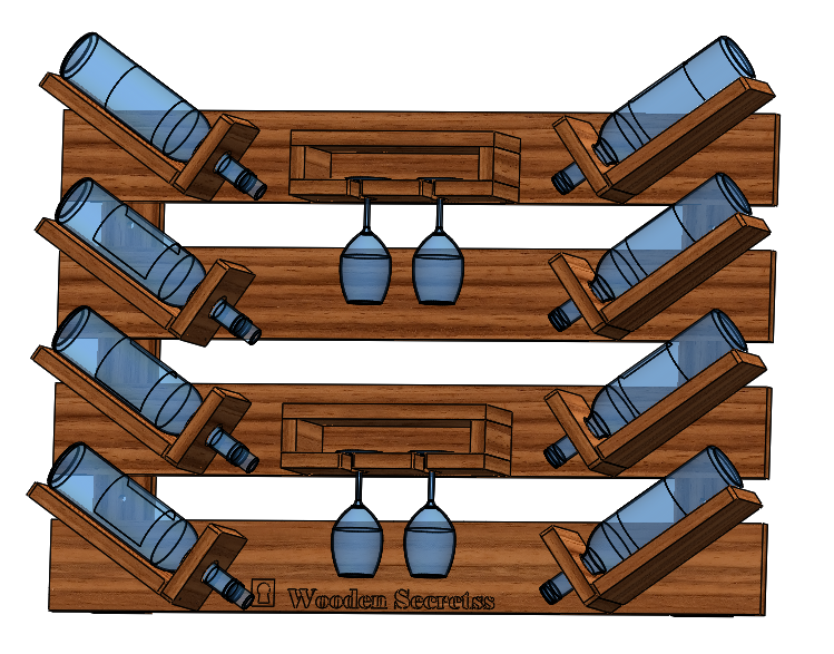 Handcrafted Dark Oak Wooden Wine Rack | 6-Bottle Rustic Storage Shelf for Home Bar