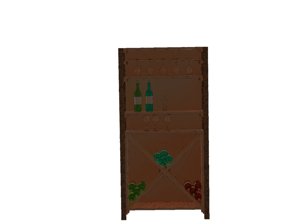 DT3 Wooden Wine Rack | Handcrafted 12-Bottle Floor Storage Shelf with Oak Finish