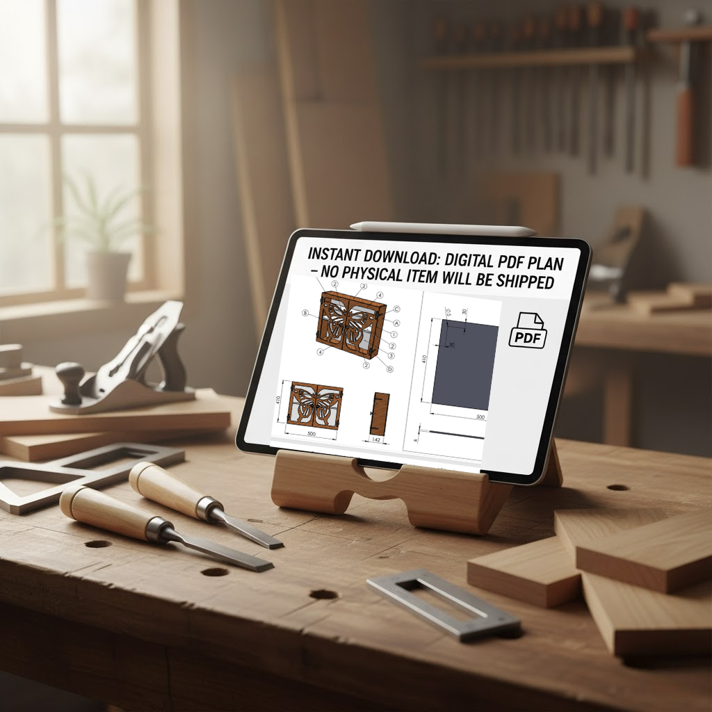 Butterfly Jewelry Cabinet Plan – Artistic Wall Organizer Blueprint | Full-Scale Template Download