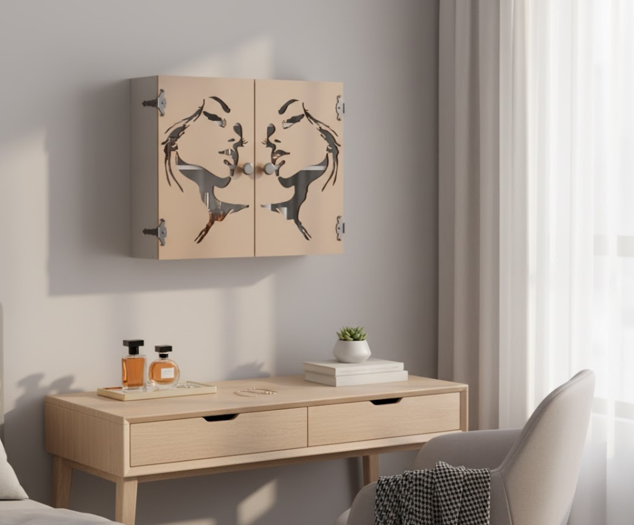 Artistic Silhouette Wall Cabinet Plan – Detailed Blueprint for Jewelry & Storage | Digital Download