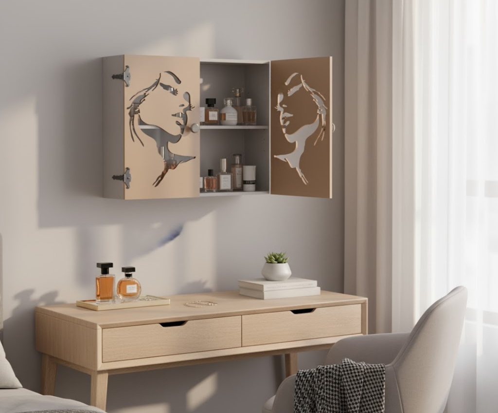 Artistic Silhouette Wall Cabinet Plan – Detailed Blueprint for Jewelry & Storage | Digital Download