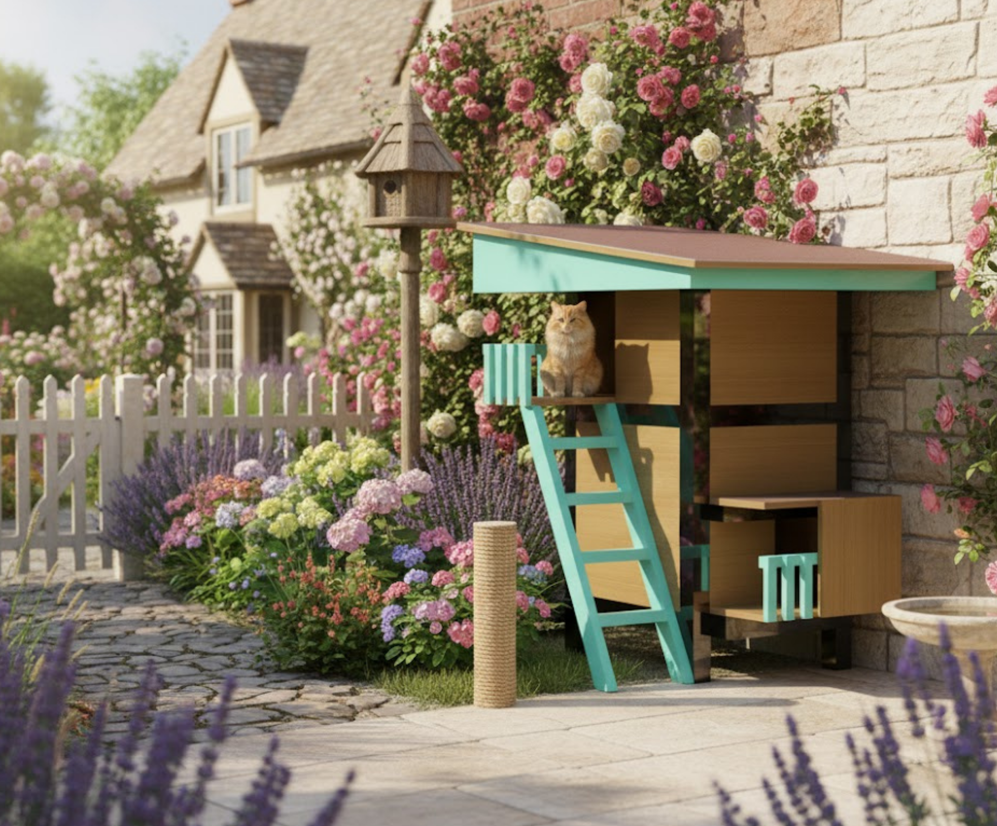 Luxury Outdoor Cat House Blueprint (2-Story with Ladder) – Engineered Shelter Plan | Digital Download