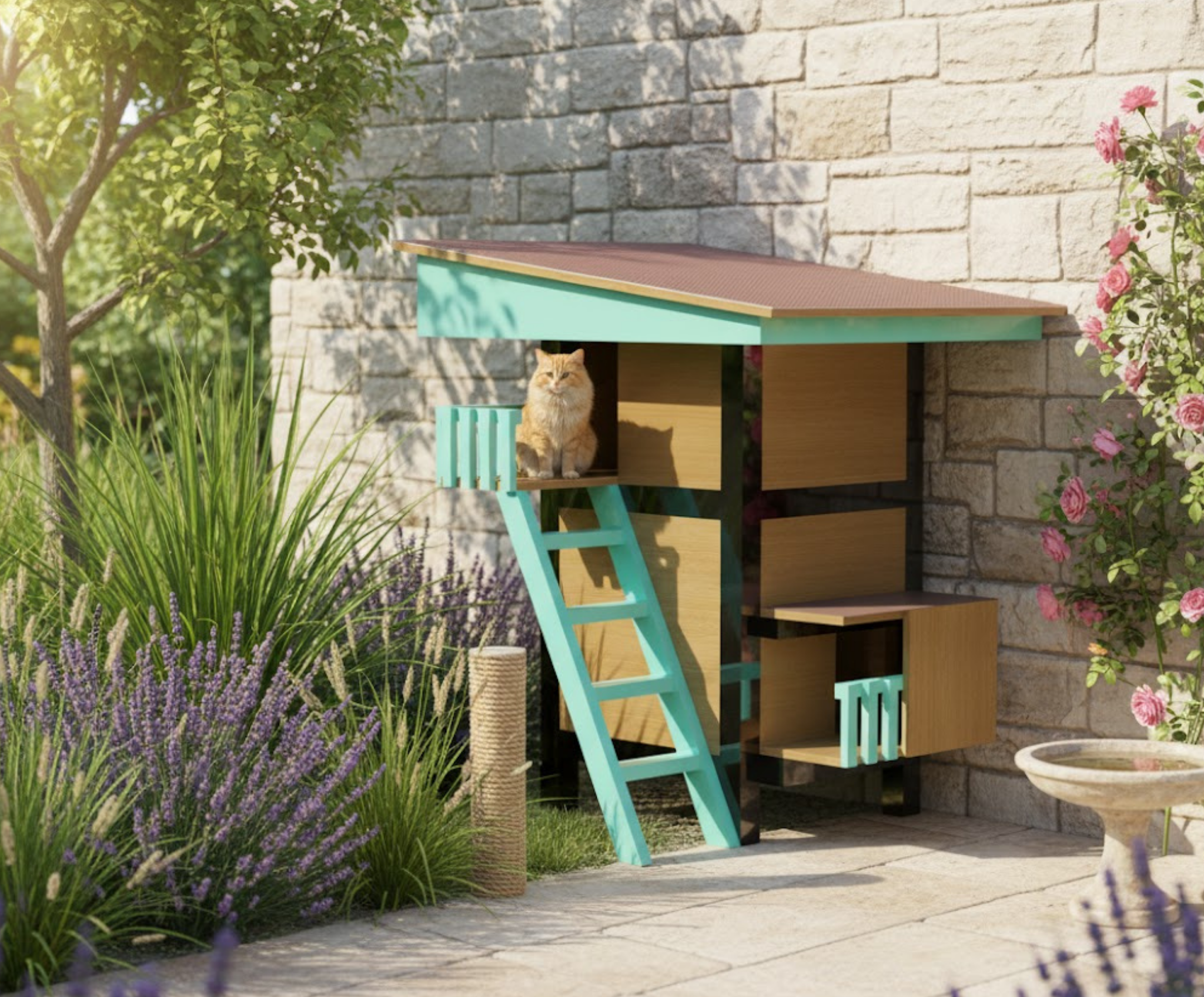 Luxury Outdoor Cat House Blueprint (2-Story with Ladder) – Engineered Shelter Plan | Digital Download