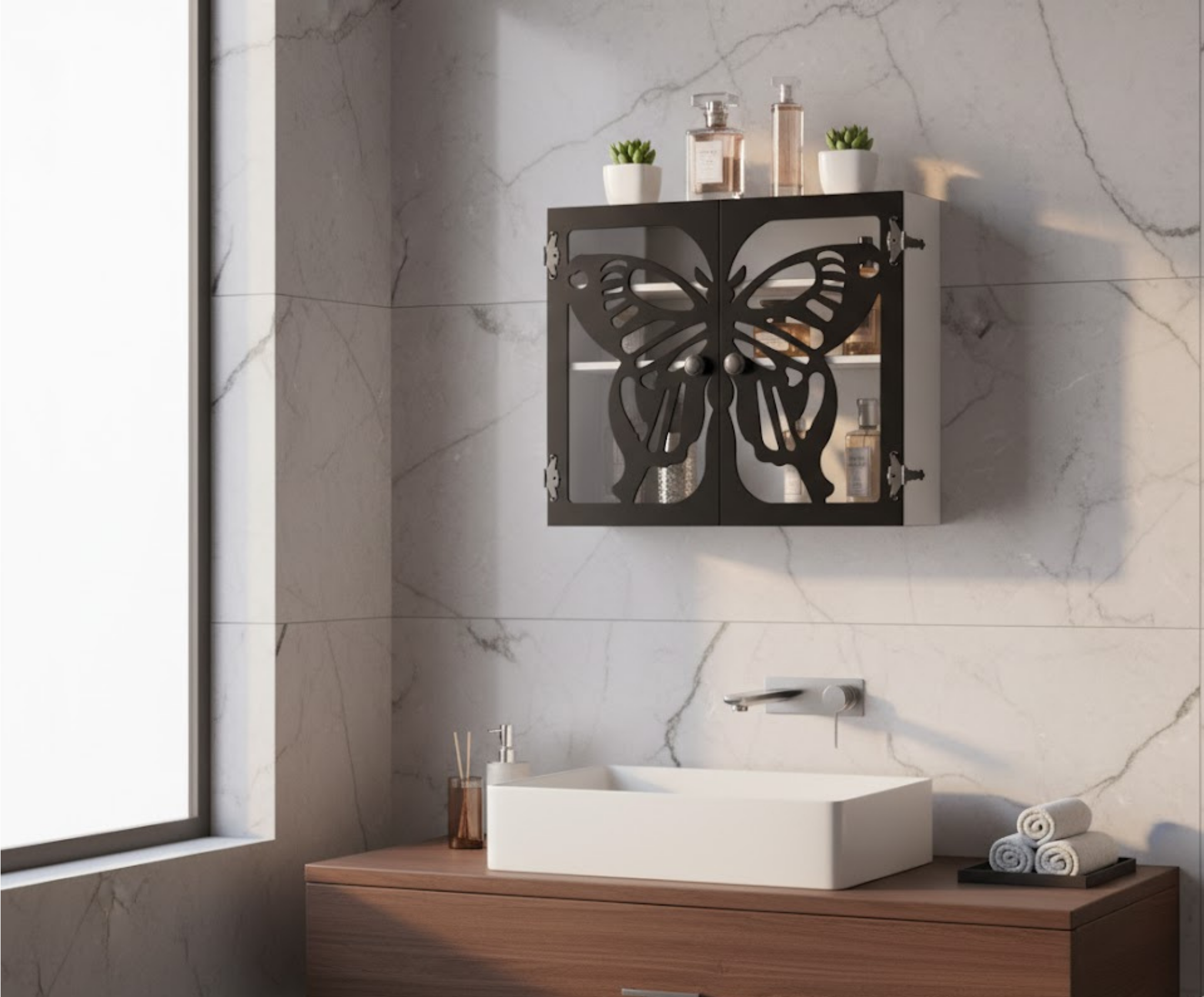 Butterfly Jewelry Cabinet Plan – Artistic Wall Organizer Blueprint | Full-Scale Template Download