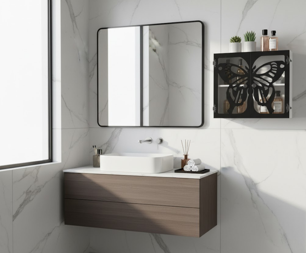 Butterfly Jewelry Cabinet Plan – Artistic Wall Organizer Blueprint | Full-Scale Template Download