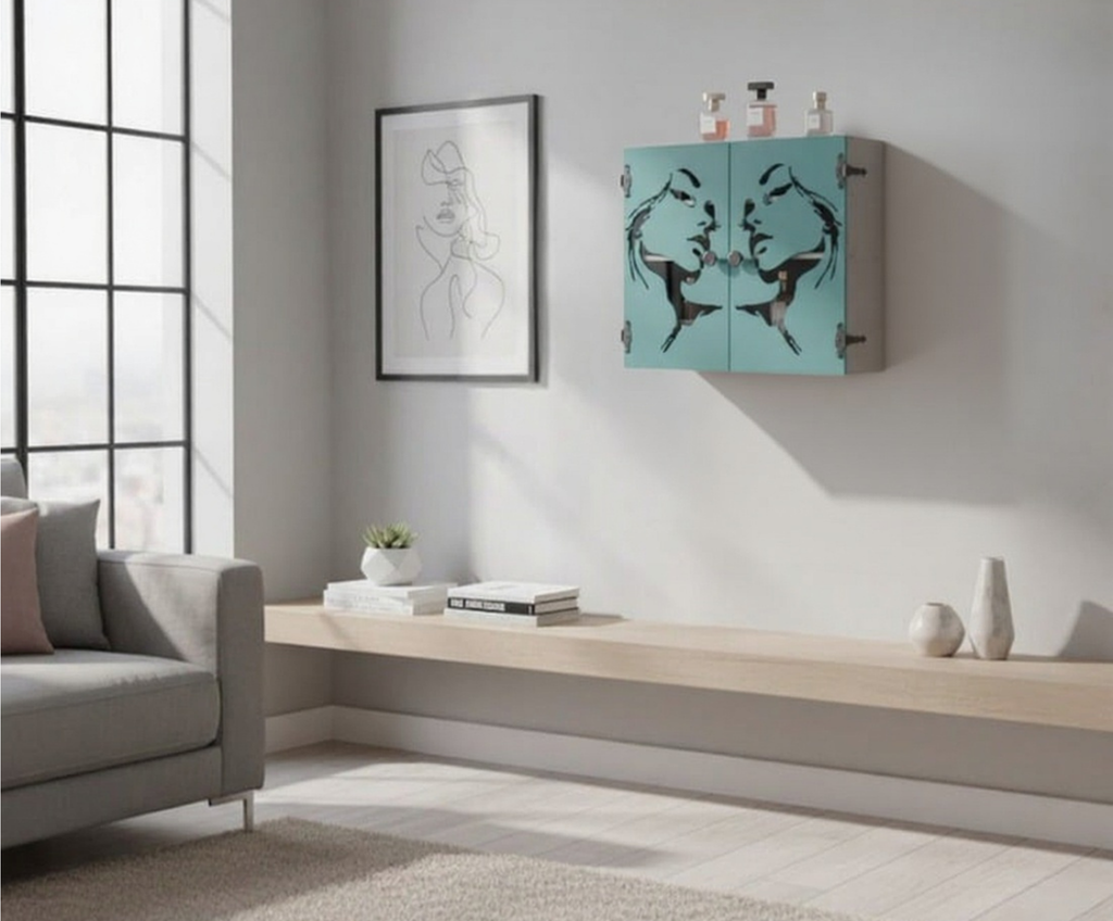 Artistic Silhouette Wall Cabinet Plan – Detailed Blueprint for Jewelry & Storage | Digital Download