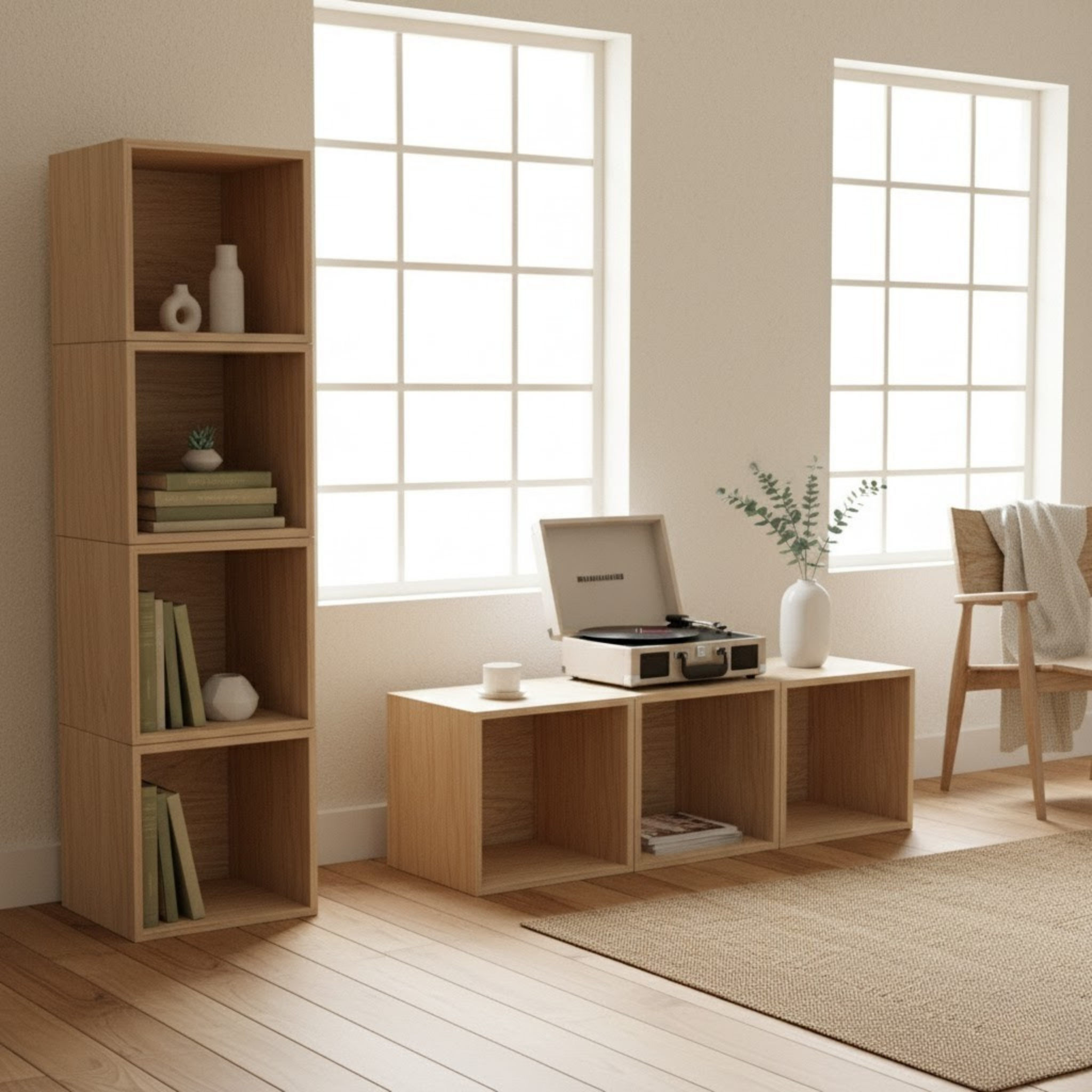 Beginner Modular Cube Shelf Plan ($6.99) – Simple Plywood DIY Storage