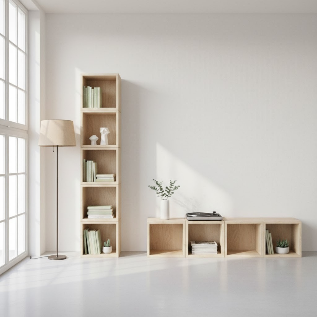 Beginner Modular Cube Shelf Plan  – Simple Plywood DIY Storage