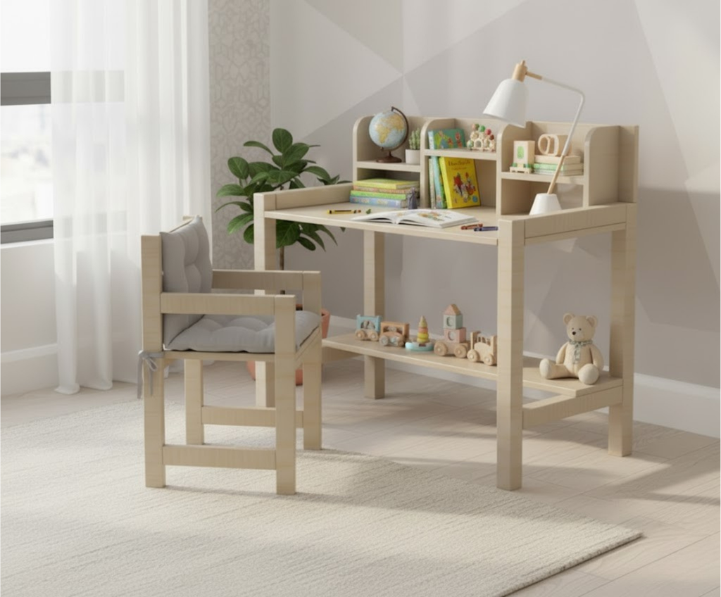 Minimalist Kids Desk and Chair Plans SET | Easy DIY Woodworking Blueprint | Metric & Imperial Dimensions