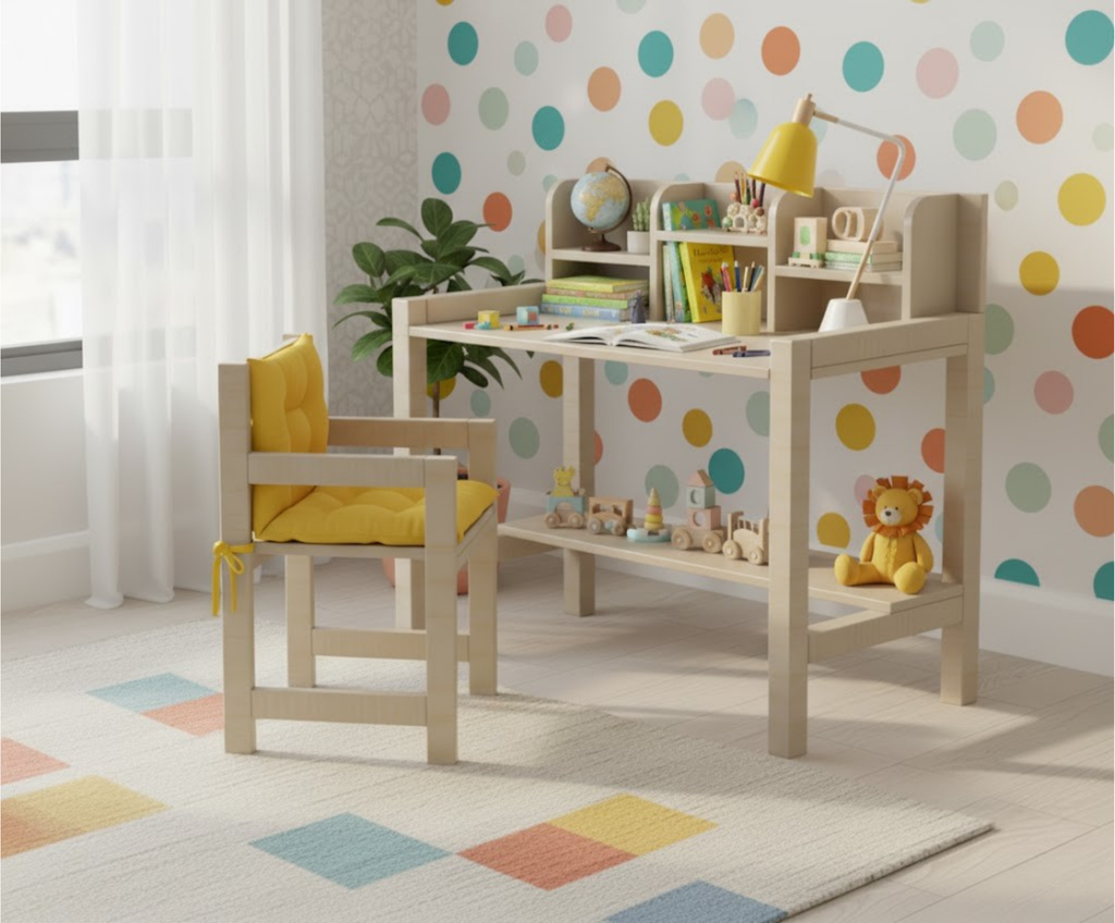 Minimalist Kids Desk and Chair Plans SET | Easy DIY Woodworking Blueprint | Metric & Imperial Dimensions