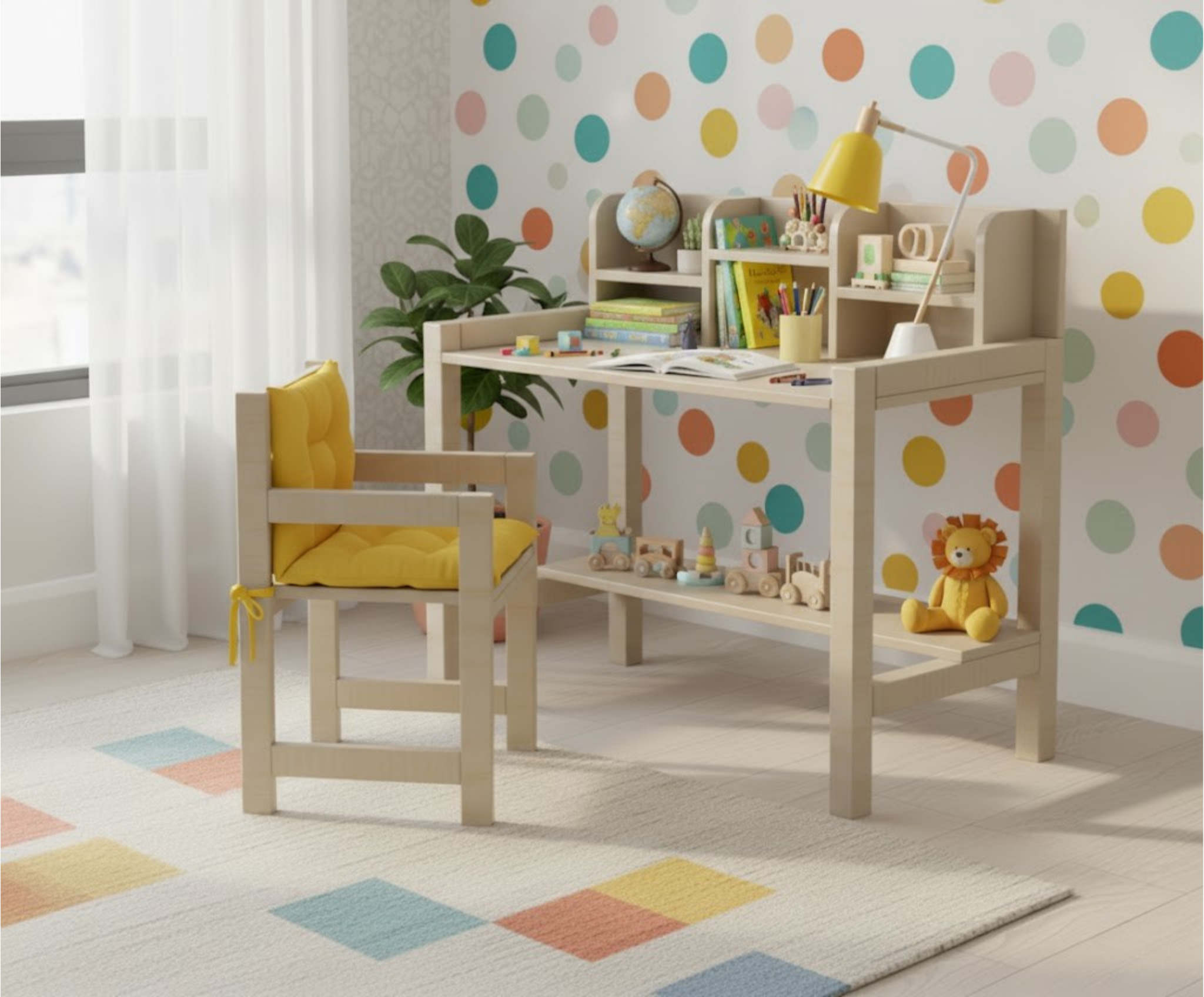 Minimalist Kids Desk and Chair Plans SET | Easy DIY Woodworking Blueprint | Metric & Imperial Dimensions