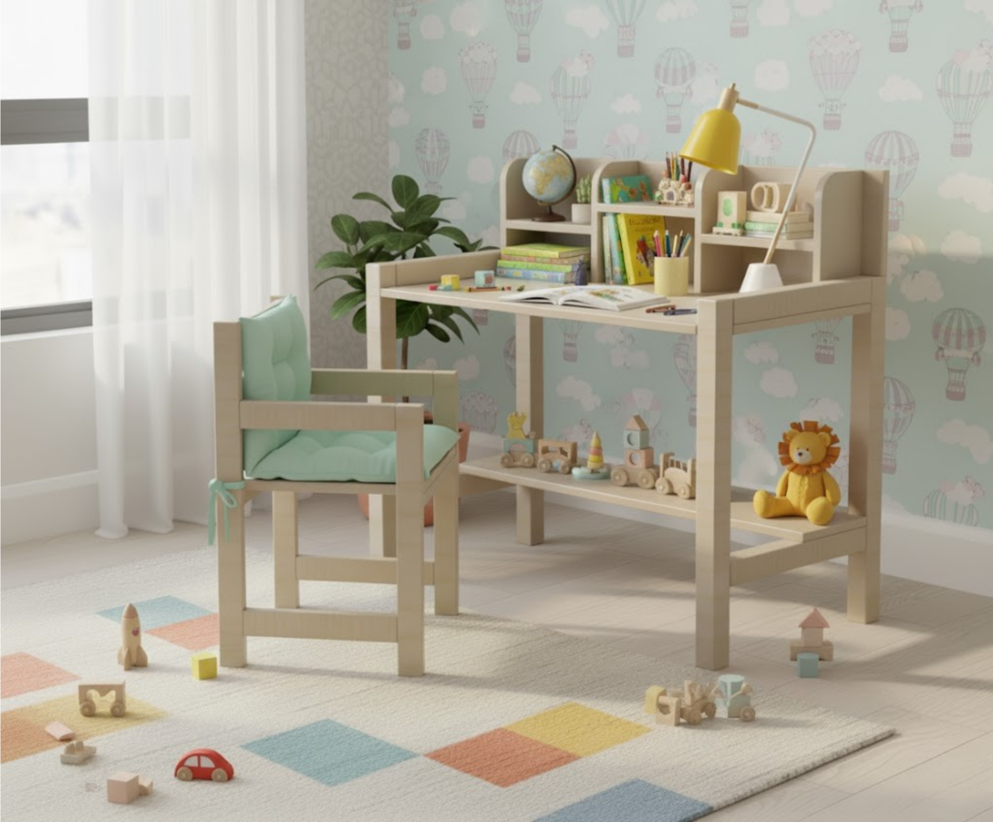 Minimalist Kids Desk and Chair Plans SET | Easy DIY Woodworking Blueprint | Metric & Imperial Dimensions