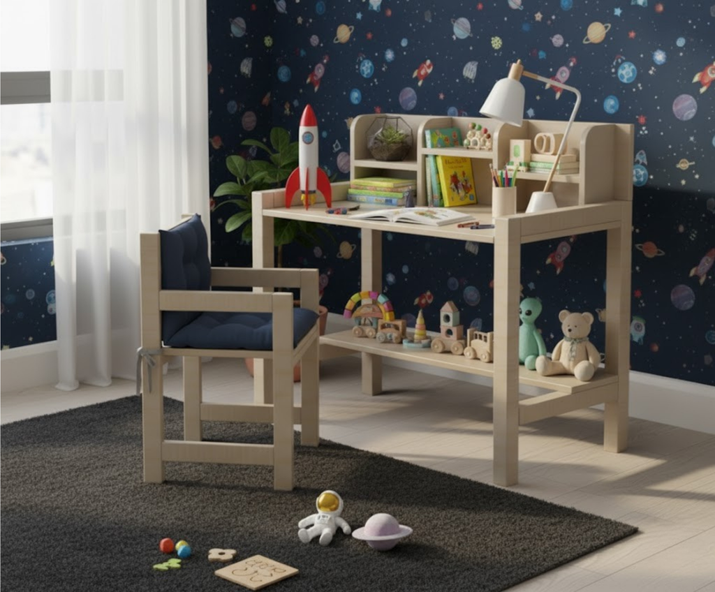 Minimalist Kids Desk and Chair Plans SET | Easy DIY Woodworking Blueprint | Metric & Imperial Dimensions