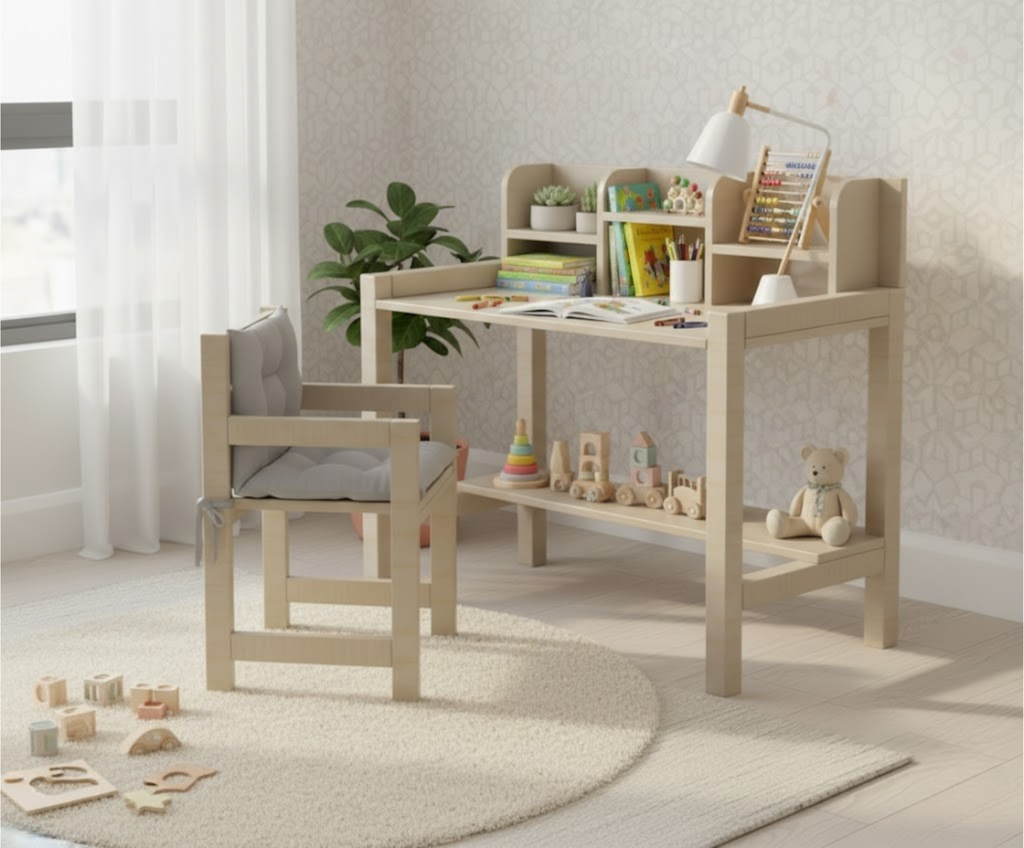 Minimalist Kids Desk and Chair Plans SET | Easy DIY Woodworking Blueprint | Metric & Imperial Dimensions