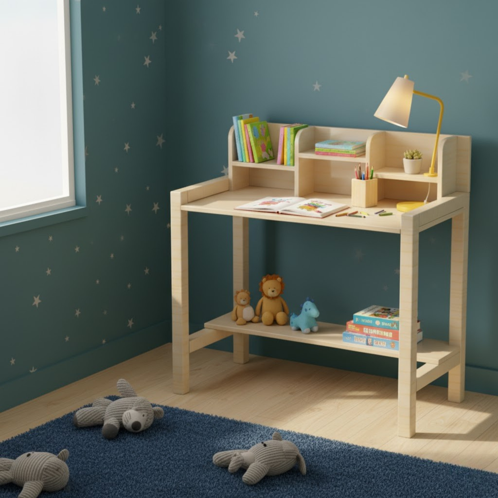 Minimalist Kids Study Desk Plan – ULTRA-SIMPLE 6-Part Blueprint | Dual Measurements