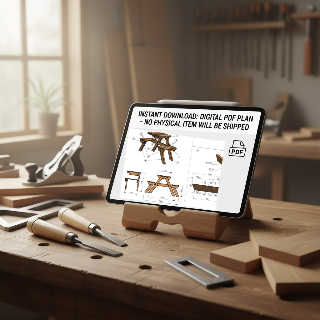 Heavy-Duty Picnic Table Plans (4 Seater) | M12 Bolt Design for Maximum Durability | Imperial & Metric PDF
