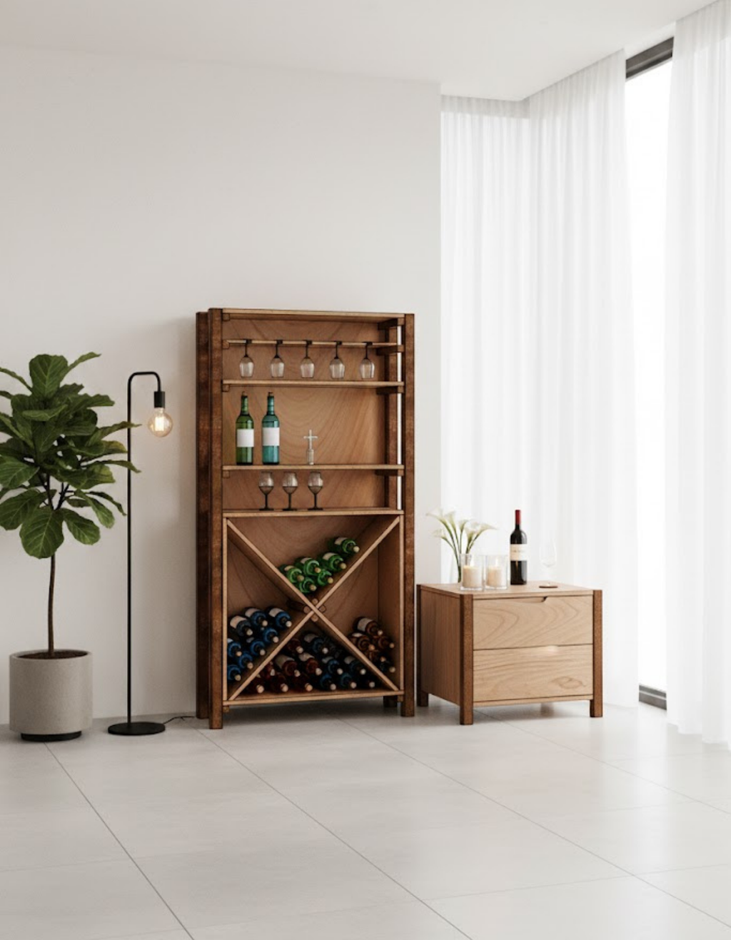 DIY Wine Rack Plan (Metric PDF) – Step-by-Step Woodworking Project for Home Bar