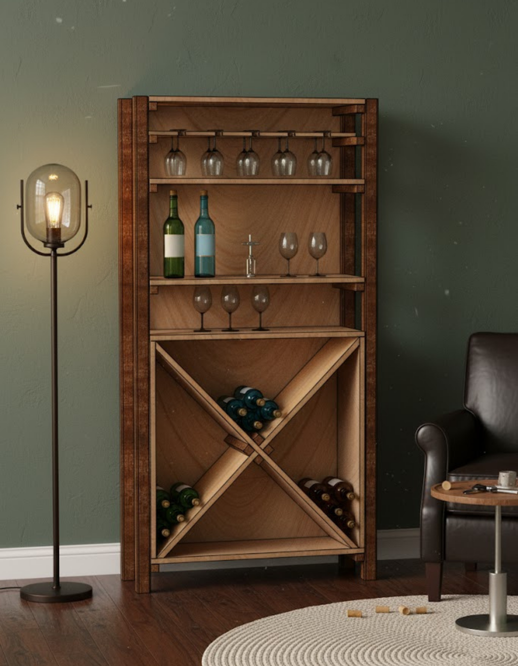 DIY Wine Rack Plan (Metric PDF) – Step-by-Step Woodworking Project for Home Bar