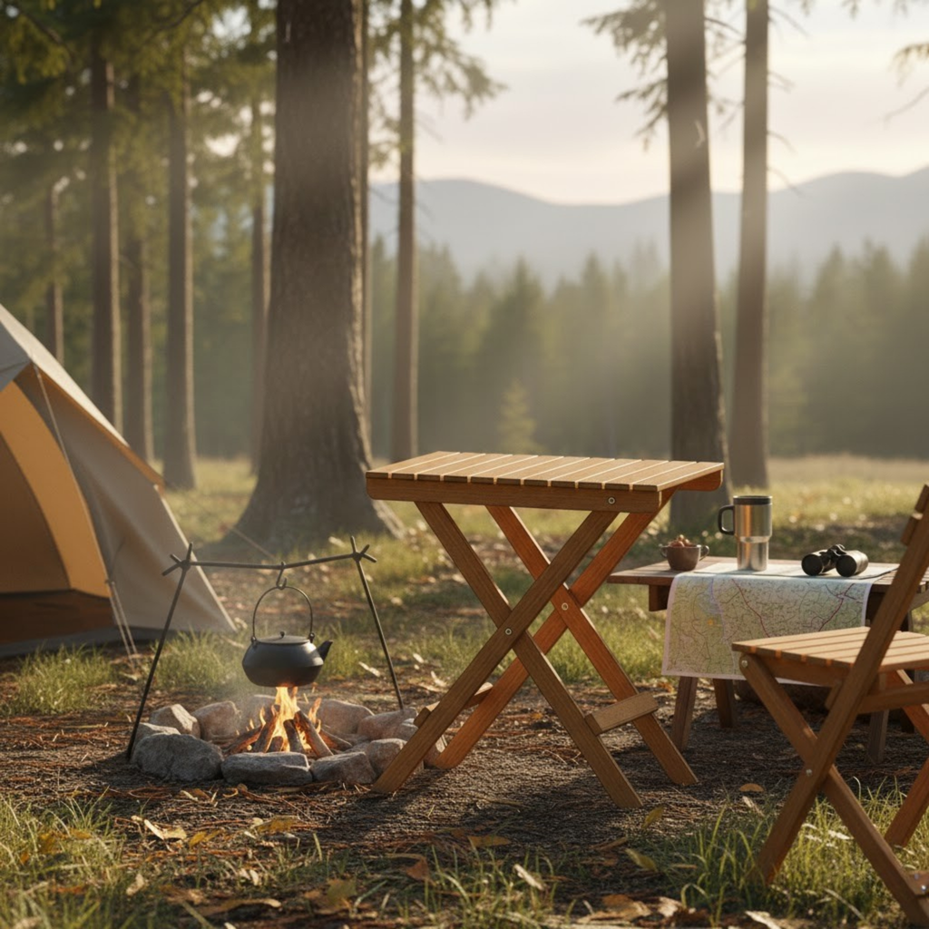 Folding Table and Chair Plans SET | Portable Outdoor Furniture Blueprint | Small Space Solution