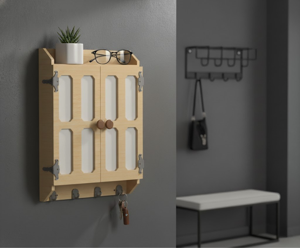 DIY Wall Key Holder Cabinet Plan – Laser/CNC Ready Organizer Blueprint | Instant Download