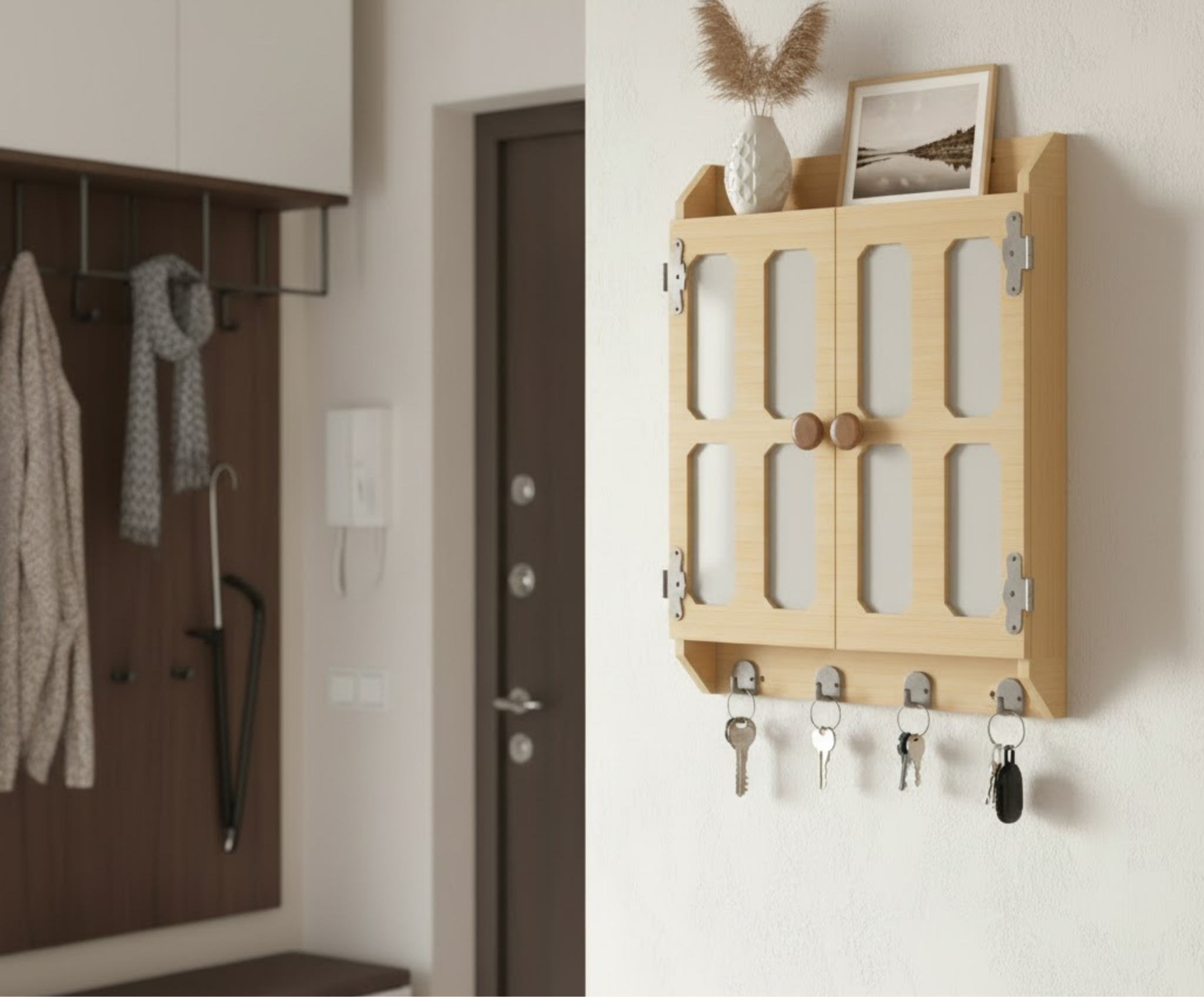 DIY Wall Key Holder Cabinet Plan – Laser/CNC Ready Organizer Blueprint | Instant Download