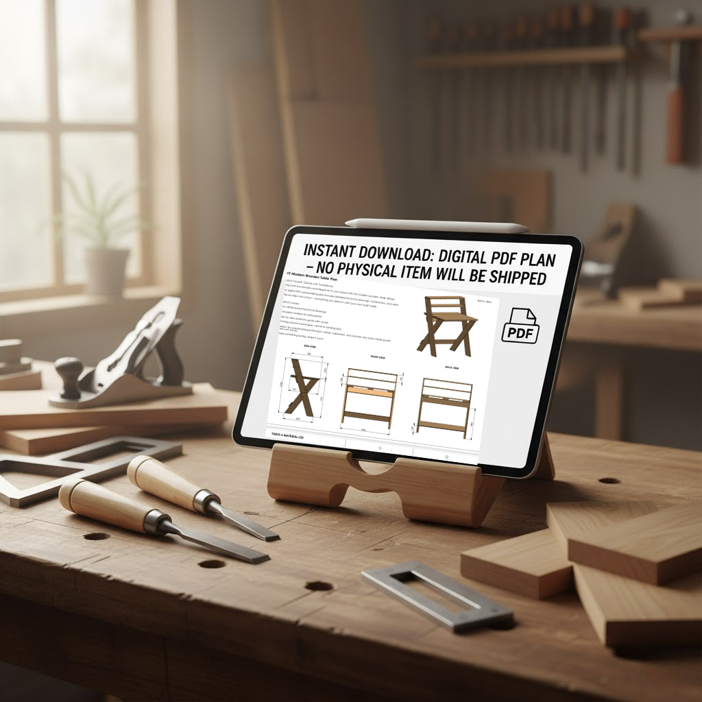 Modern X-Frame Desk Blueprint – Structural Home Office Plan with Shelves | Advanced Digital Download