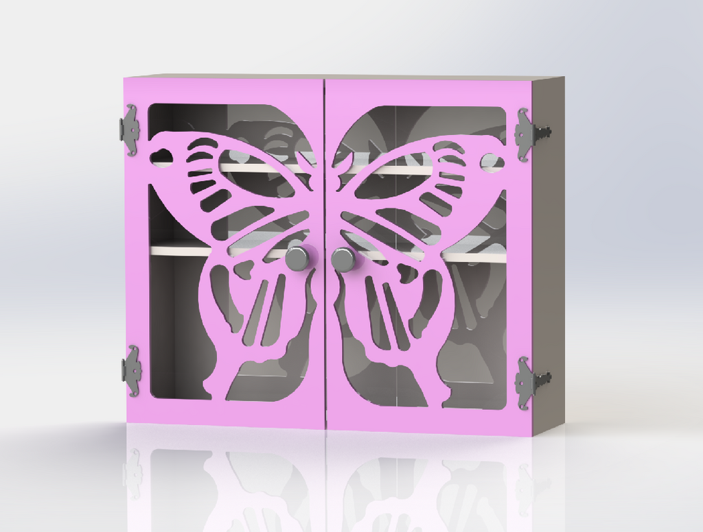 DIY Wooden Jewelry Cabinet Kit | Butterfly Design Wall Organizer