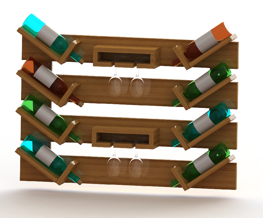 Handcrafted Dark Oak Wooden Wine Rack | 6-Bottle Rustic Storage Shelf for Home Bar