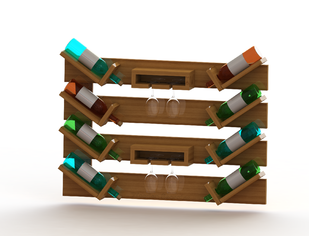 Handcrafted Dark Oak Wooden Wine Rack | 6-Bottle Rustic Storage Shelf for Home Bar