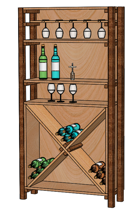DT3 Wooden Wine Rack | Handcrafted 12-Bottle Floor Storage Shelf with Oak Finish