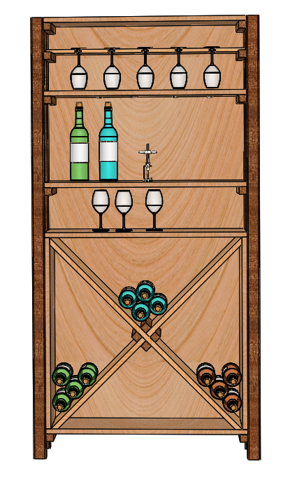 DT3 Wooden Wine Rack | Handcrafted 12-Bottle Floor Storage Shelf with Oak Finish