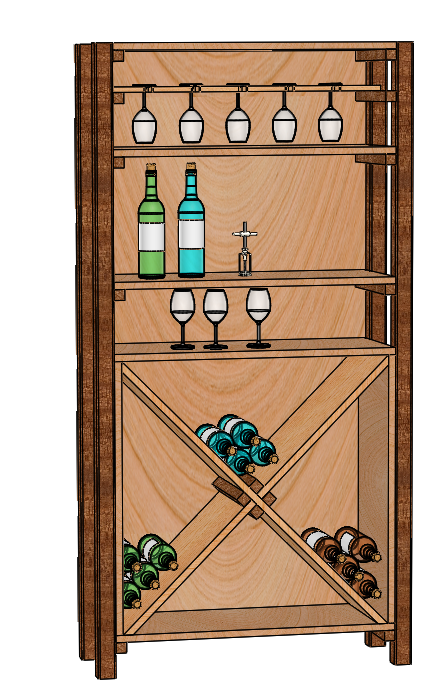DT3 Wooden Wine Rack | Handcrafted 12-Bottle Floor Storage Shelf with Oak Finish