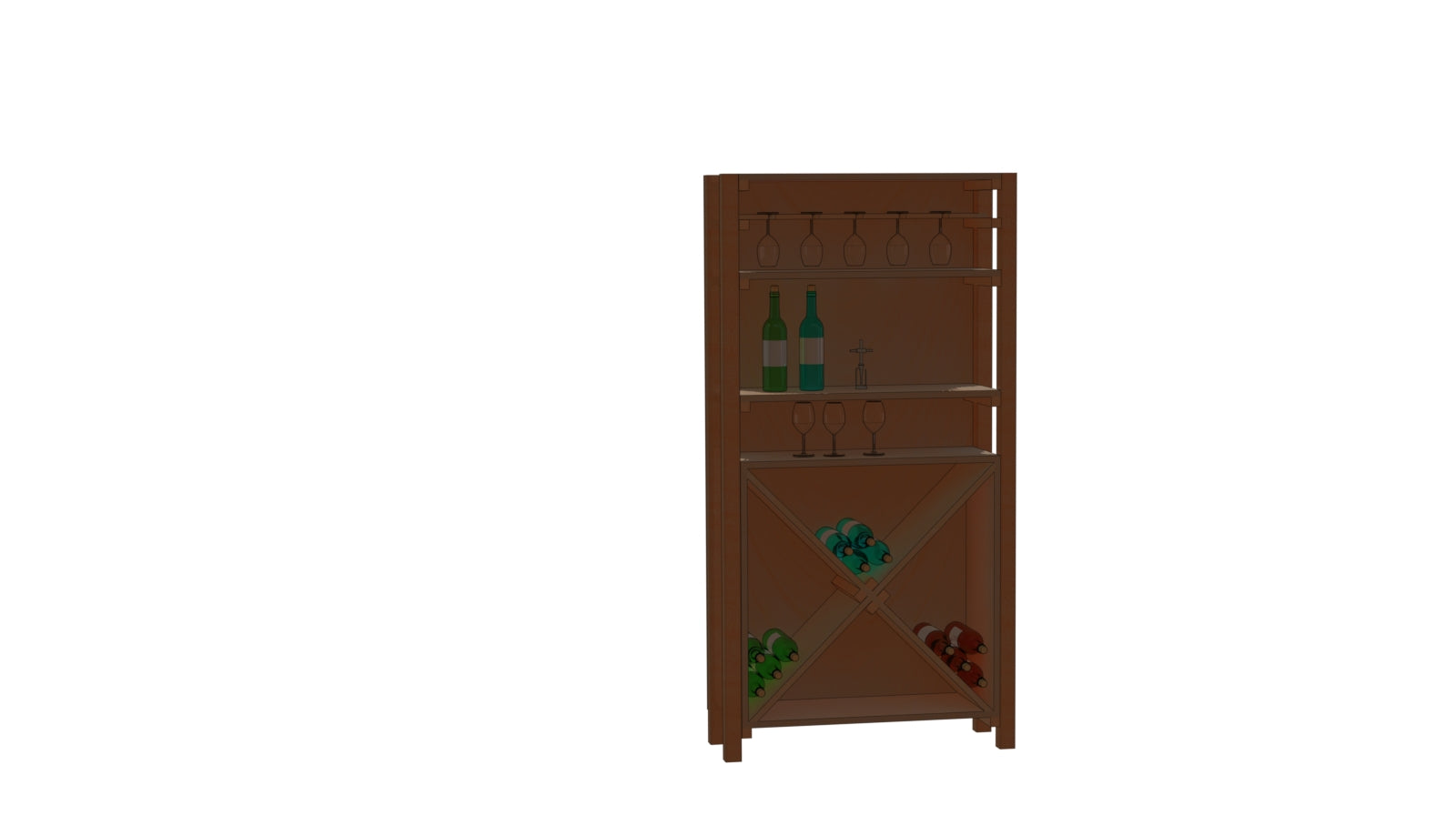 DT3 Wooden Wine Rack | Handcrafted 12-Bottle Floor Storage Shelf with Oak Finish