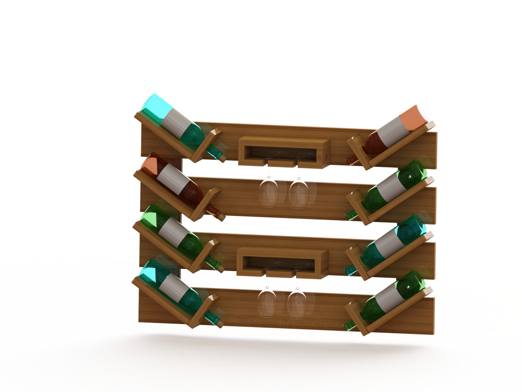 Handcrafted Dark Oak Wooden Wine Rack | 6-Bottle Rustic Storage Shelf for Home Bar